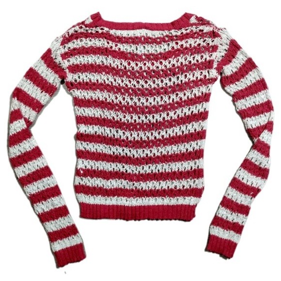 Aeropostale Long Sleeve Knit Sweater Womens Extra Small Striped Stretch - Picture 2 of 7